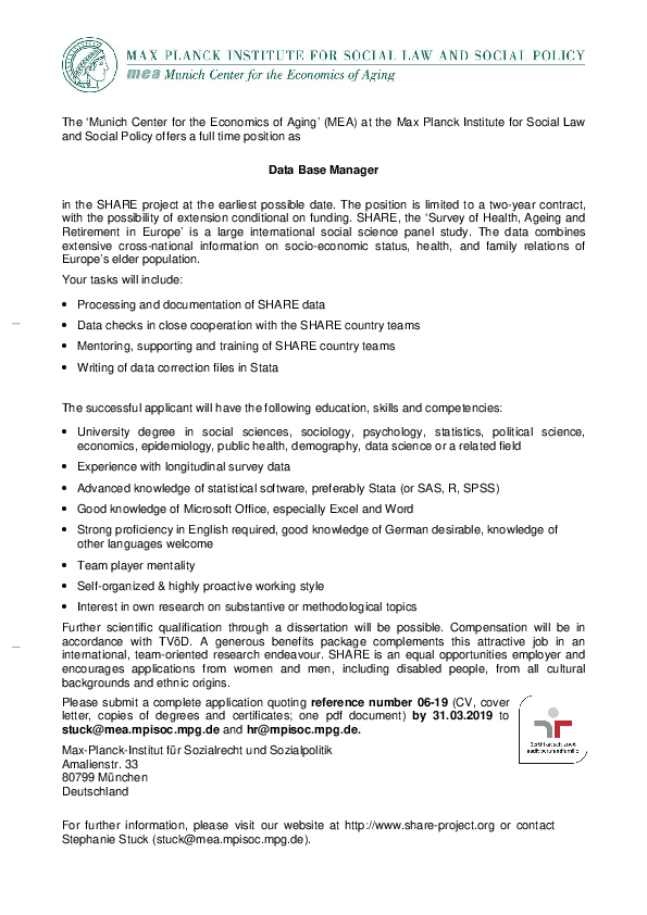 Job Description Data Base Manager