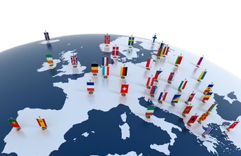 Image of Globe Section Featuring Relevant 28 European Member Countries of Survey of Health, Ageing and Retirement
